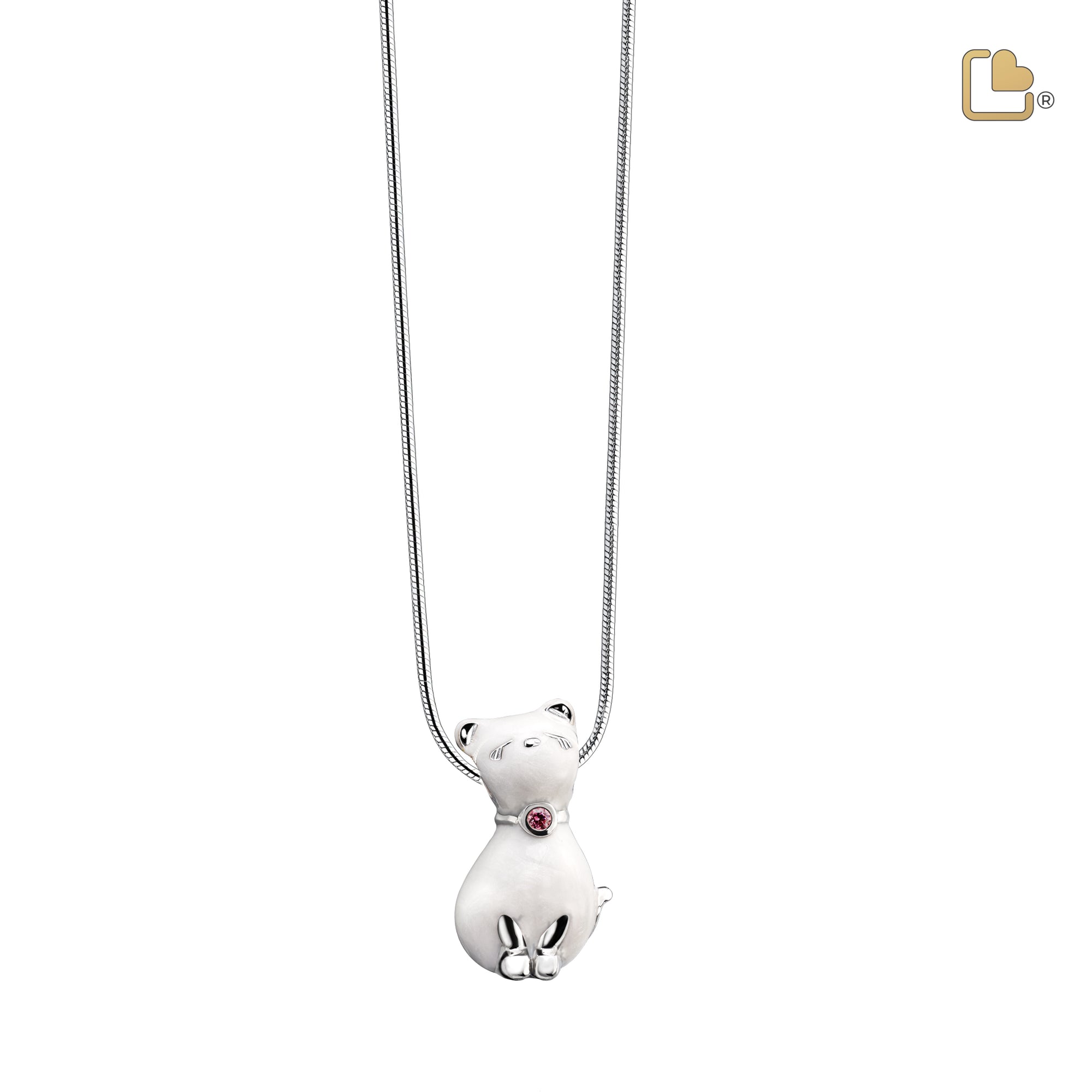 PD1260   PrincessCat Ashes Pendant Pearl White & Pol Silver w/Swarovski®