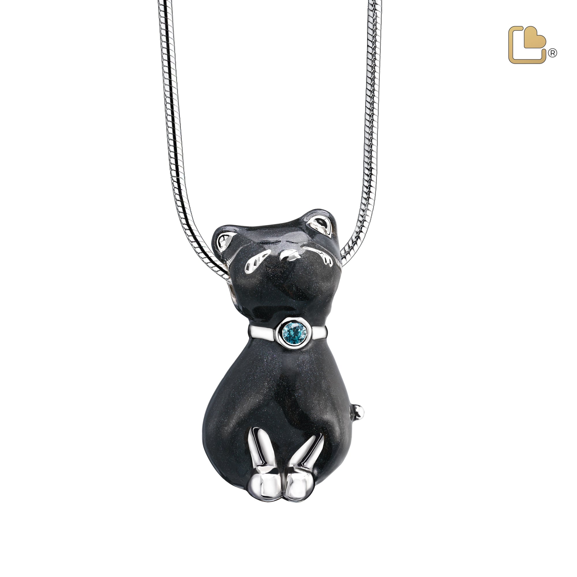 PD1261   PrincessCat Ashes Pendant Pearl Midnight & Pol Silver w/Swarovski®