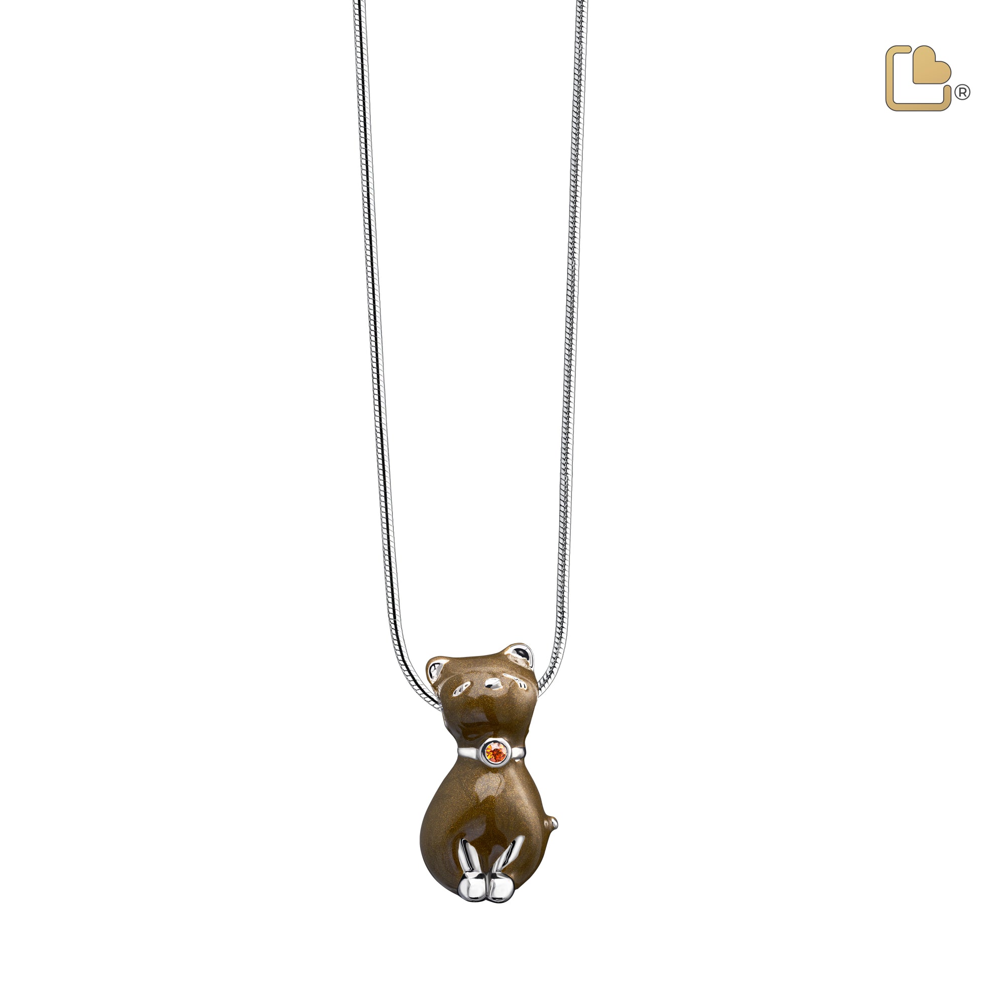 PD1262   PrincessCat Ashes Pendant Pearl Bronze & Pol Silver w/Swarovski®