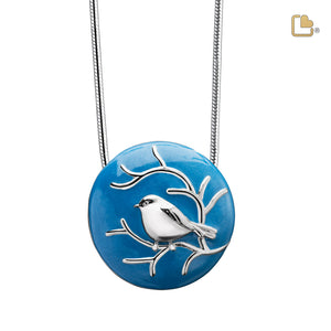 PD1271   BlessingBirds Ashes Pendant Pearl Blue & Pol Silver