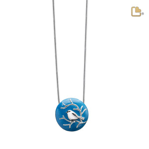 PD1271   BlessingBirds Ashes Pendant Pearl Blue & Pol Silver