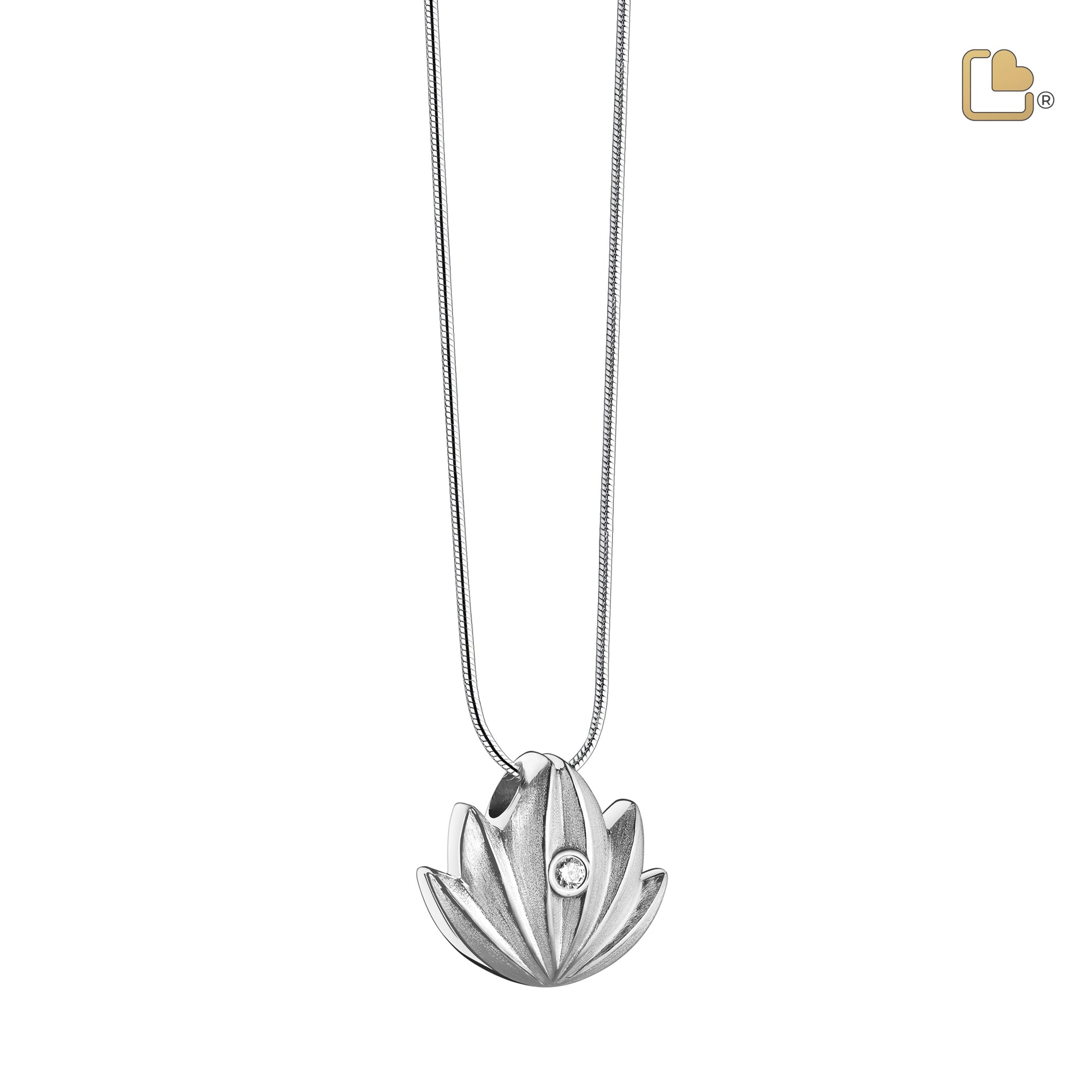 PD1300   Lotus Ashes Pendant Bru Silver w/Zirconia