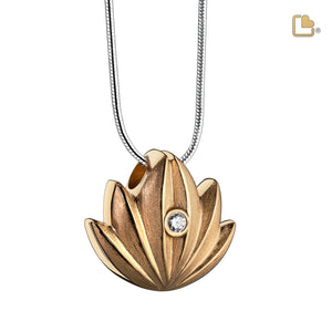 PD1301   Lotus Ashes Pendant Bru Gold Vermeil w/Zirconia