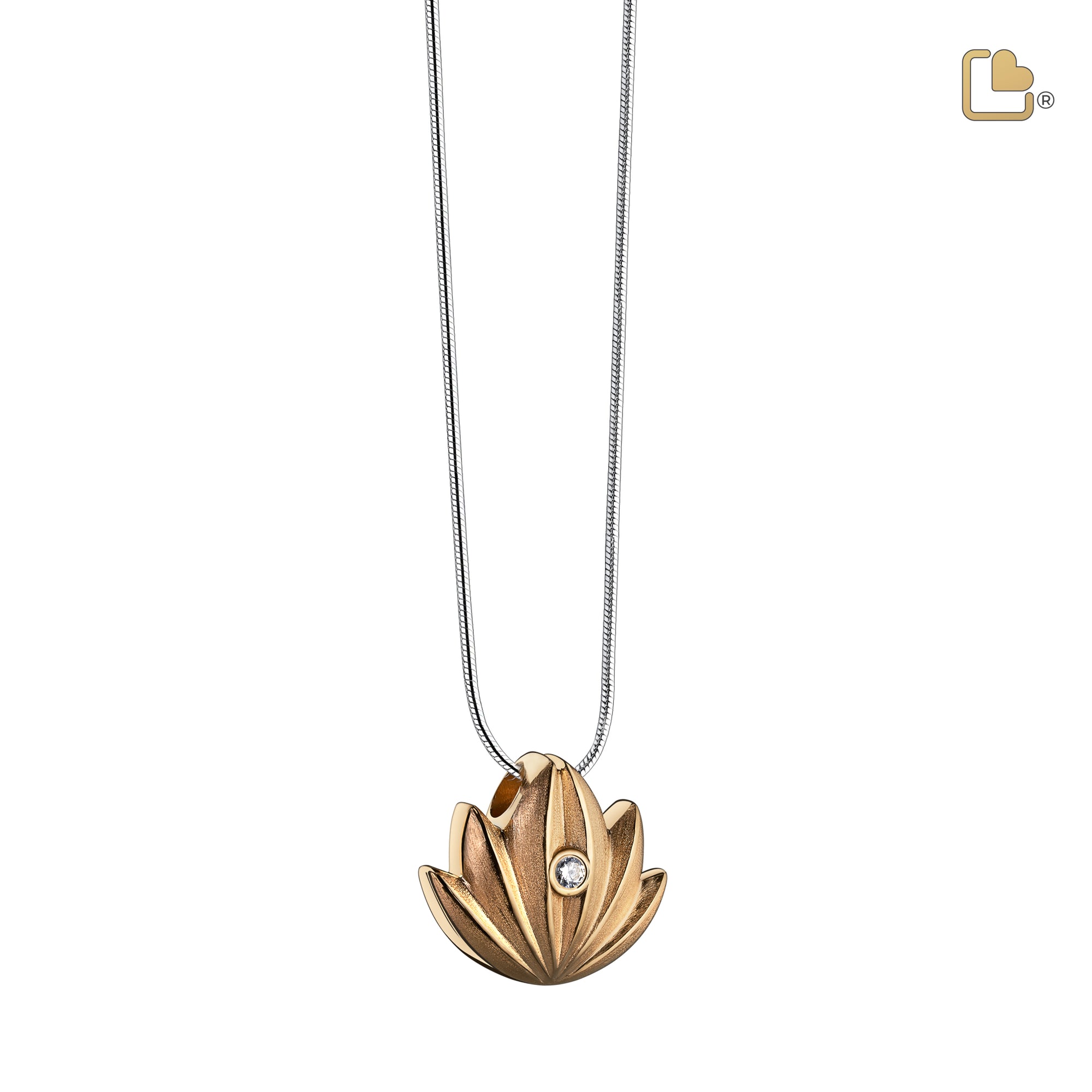 PD1301   Lotus Ashes Pendant Bru Gold Vermeil w/Zirconia