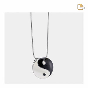 PD1310   YinYang Ashes Pendant Pearl White & Midnight & Pol Silver