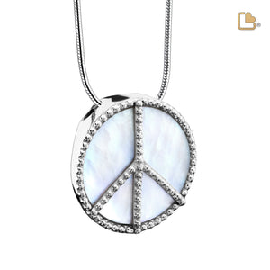 PD1320   Peace Mother of Pearl Ashes Pendant Pol Silver