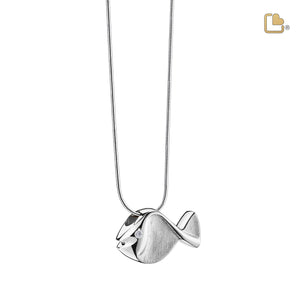 PD1330   Fish Ashes Pendant Pol & Bru Silver w/Zirconia