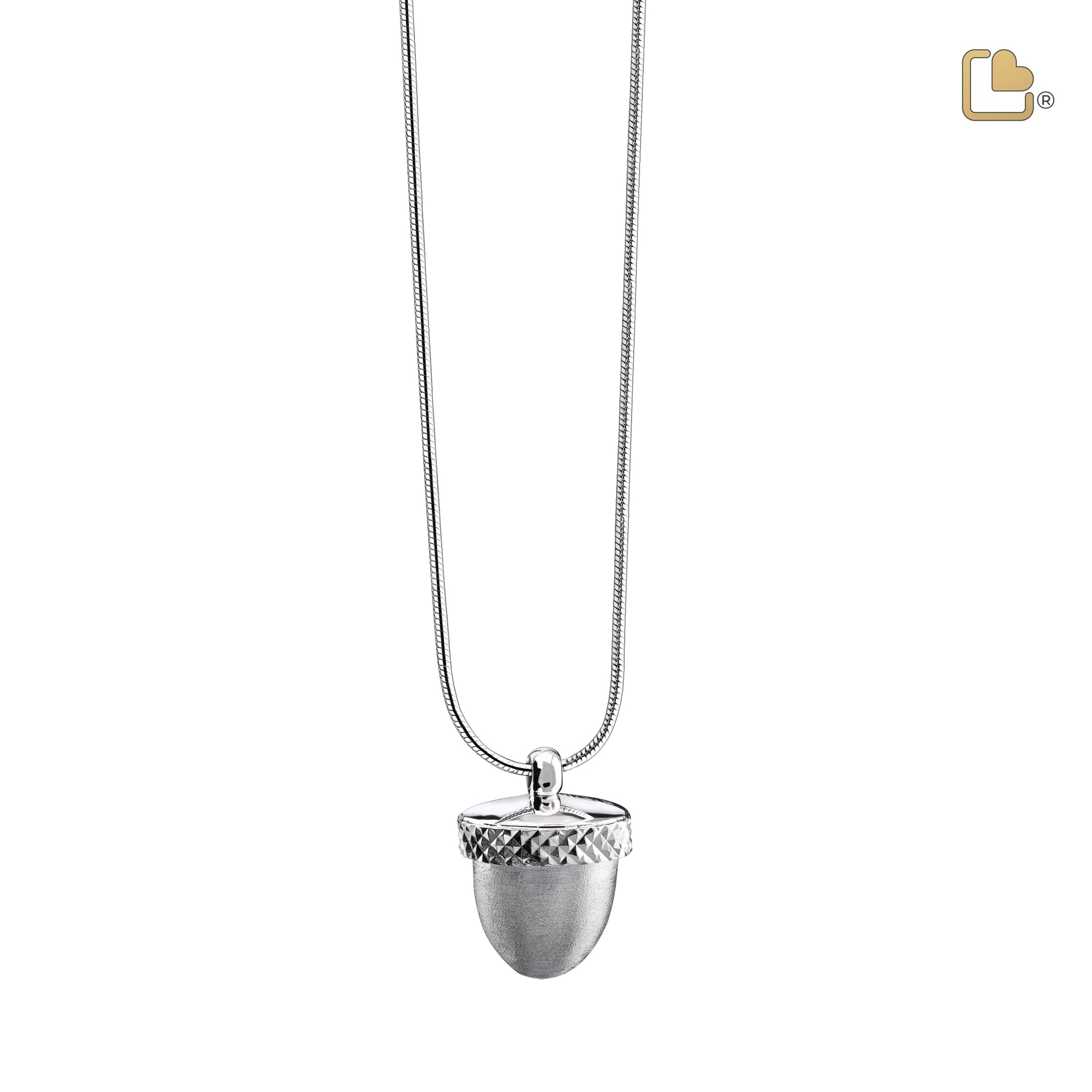 PD1340   Acorn Ashes Pendant Pol & Bru Silver