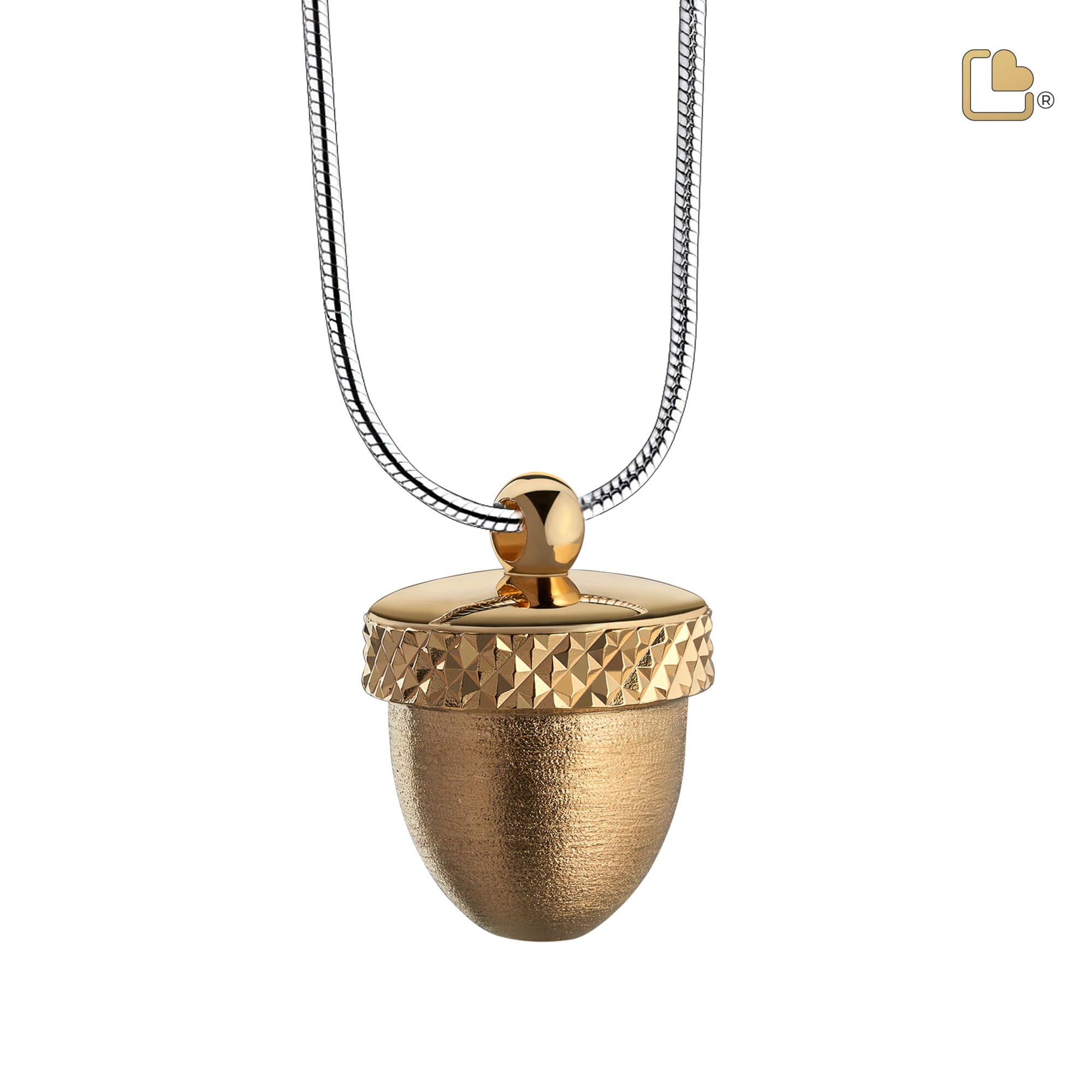 PD1341   Acorn Ashes Pendant Pol & Bru Gold Vermeil