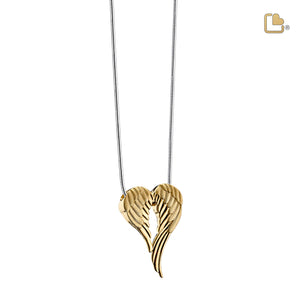 PD1371   AngelWings Ashes Pendant Pol & Bru Gold Vermeil