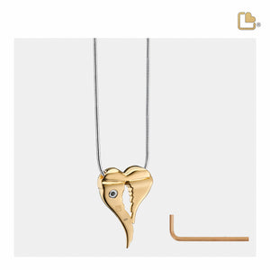 PD1371   AngelWings Ashes Pendant Pol & Bru Gold Vermeil