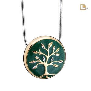 PD1470   Tree of Love Ashes Pendant Pearl Green & Pol Gold Vermeil
