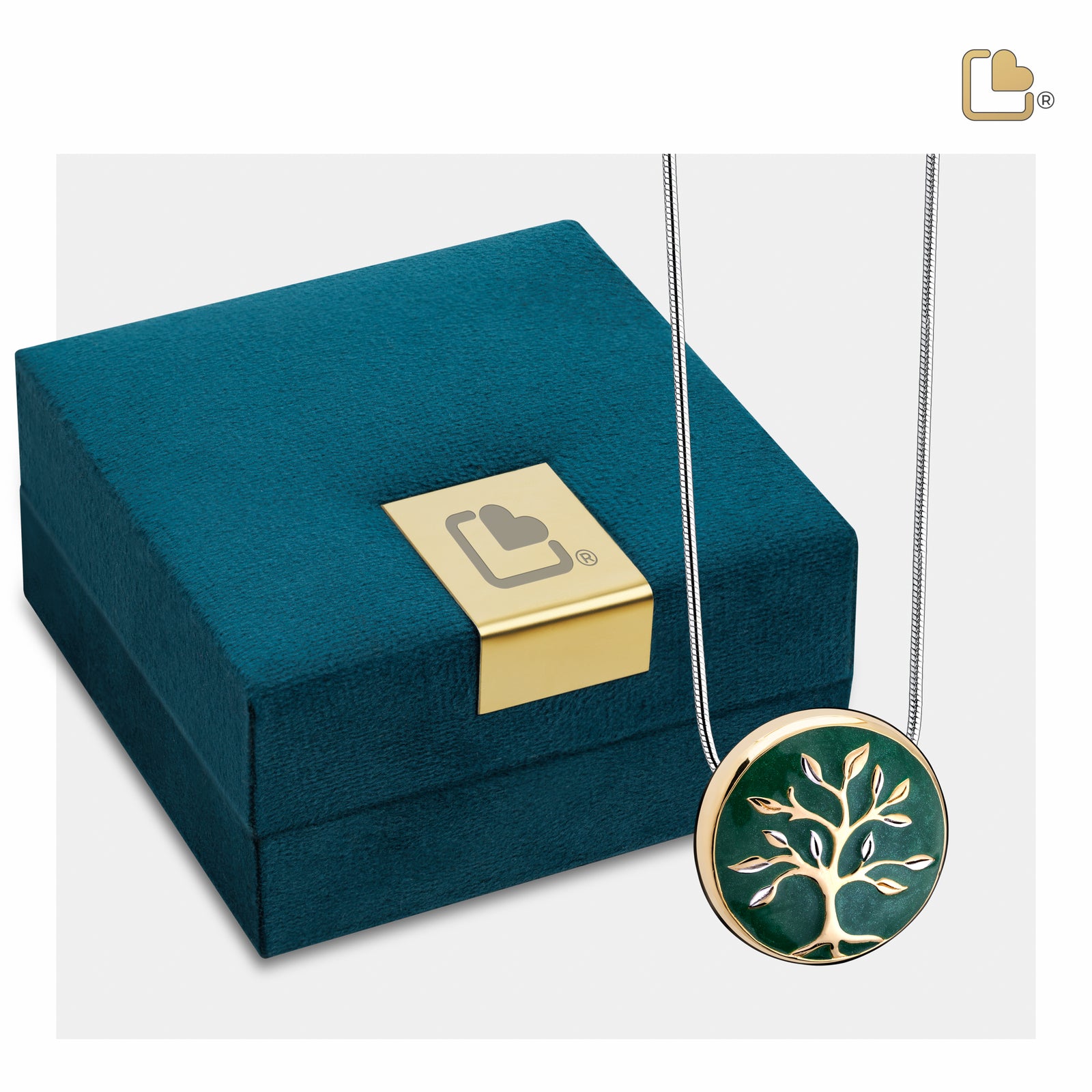 PD1470   Tree of Love Ashes Pendant Pearl Green & Pol Gold Vermeil