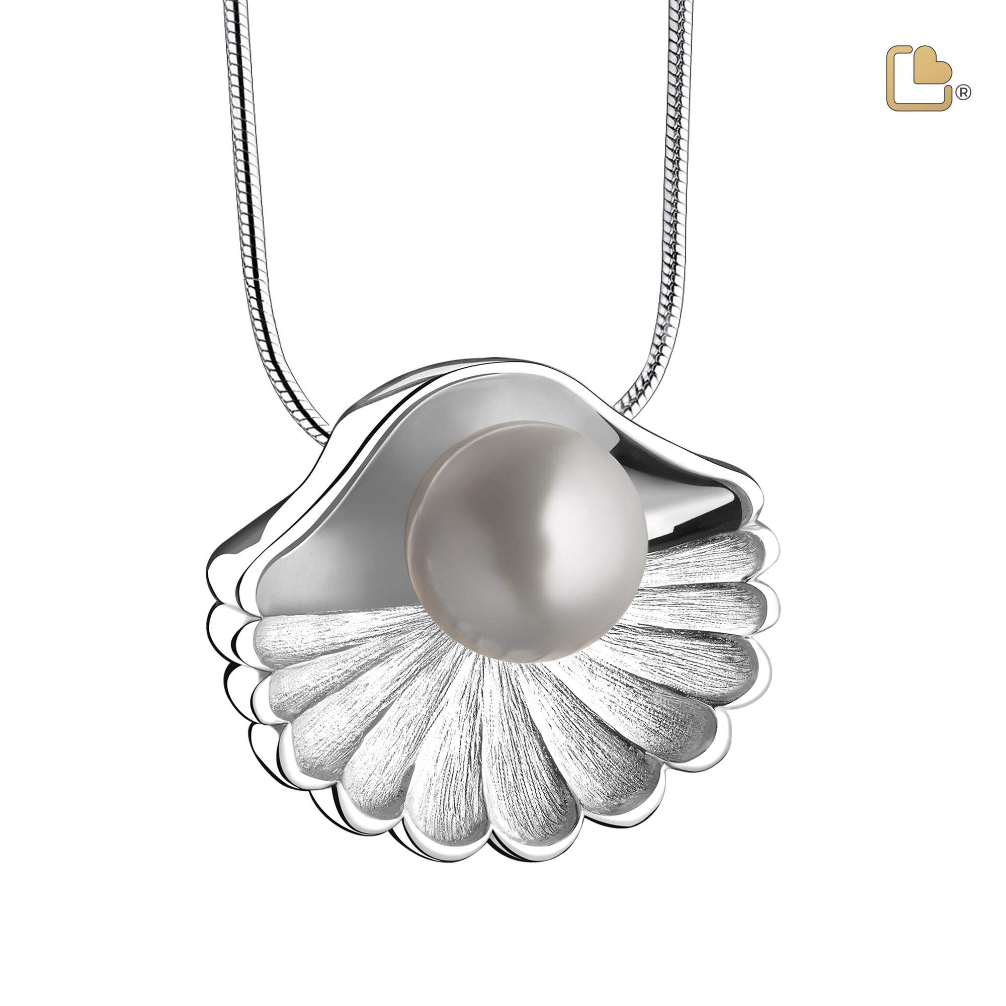 PD1480   SeaShell Pearl Ashes Pendant Pol & Bru Silver