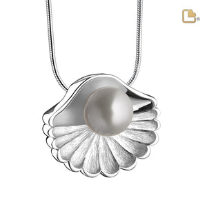 PD1480   SeaShell Pearl Ashes Pendant Pol & Bru Silver