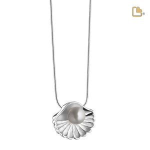 PD1480   SeaShell Pearl Ashes Pendant Pol & Bru Silver