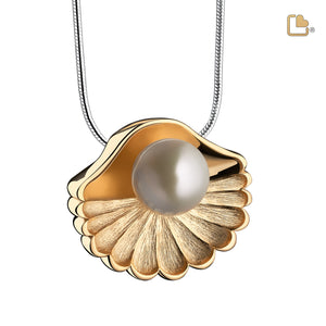 PD1481   SeaShell Pearl Ashes Pendant Pol & Bru Gold Vermeil