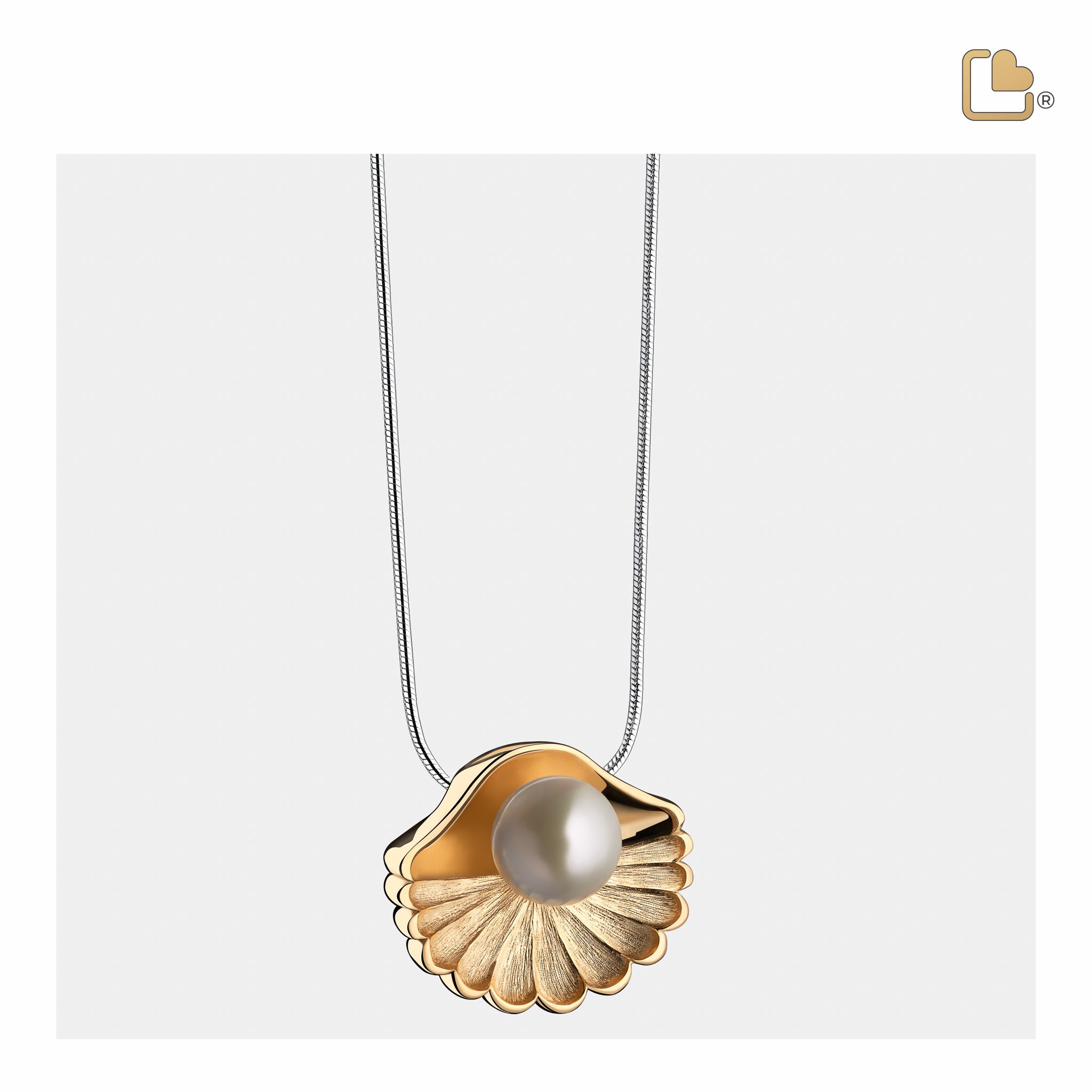 PD1481 SeaShell Pearl Ashes Pendant Pol & Bru Gold Vermeil