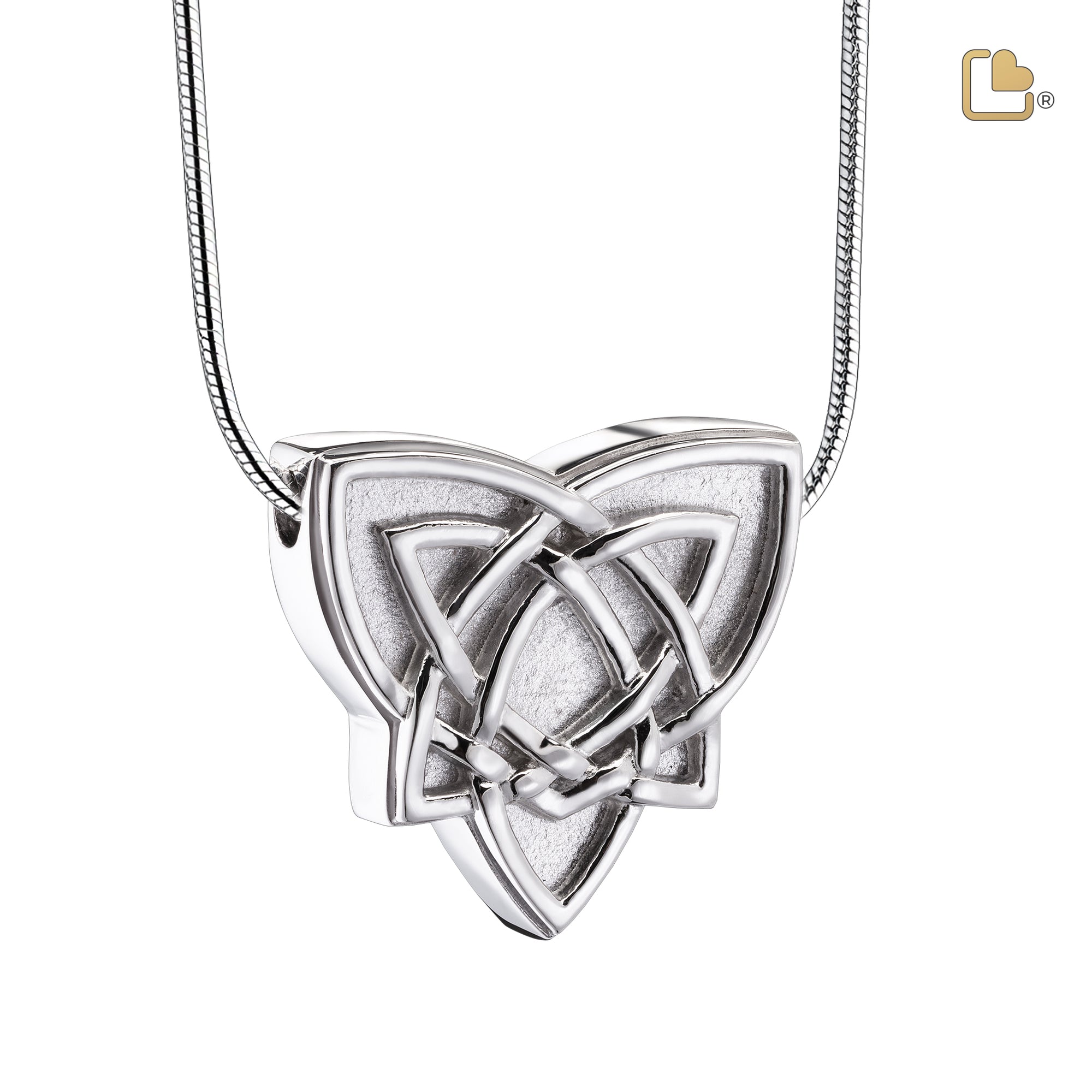 PD1490   CelticTrinityKnot Ashes Pendant Pol & Bru Silver