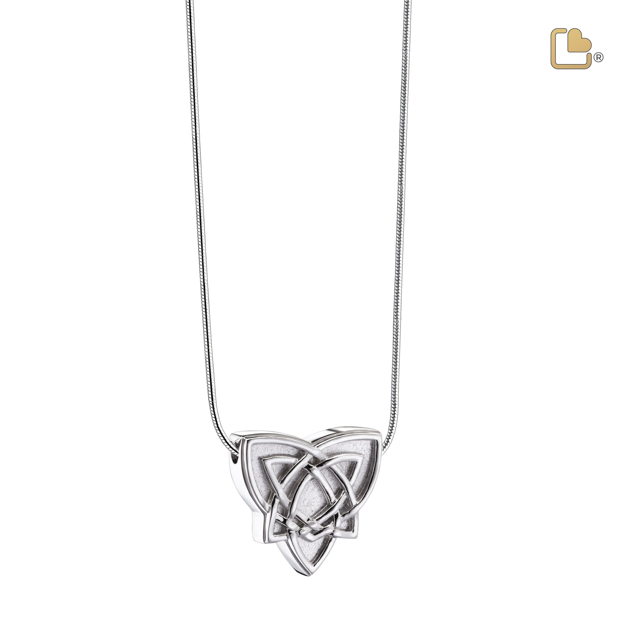 PD1490   CelticTrinityKnot Ashes Pendant Pol & Bru Silver