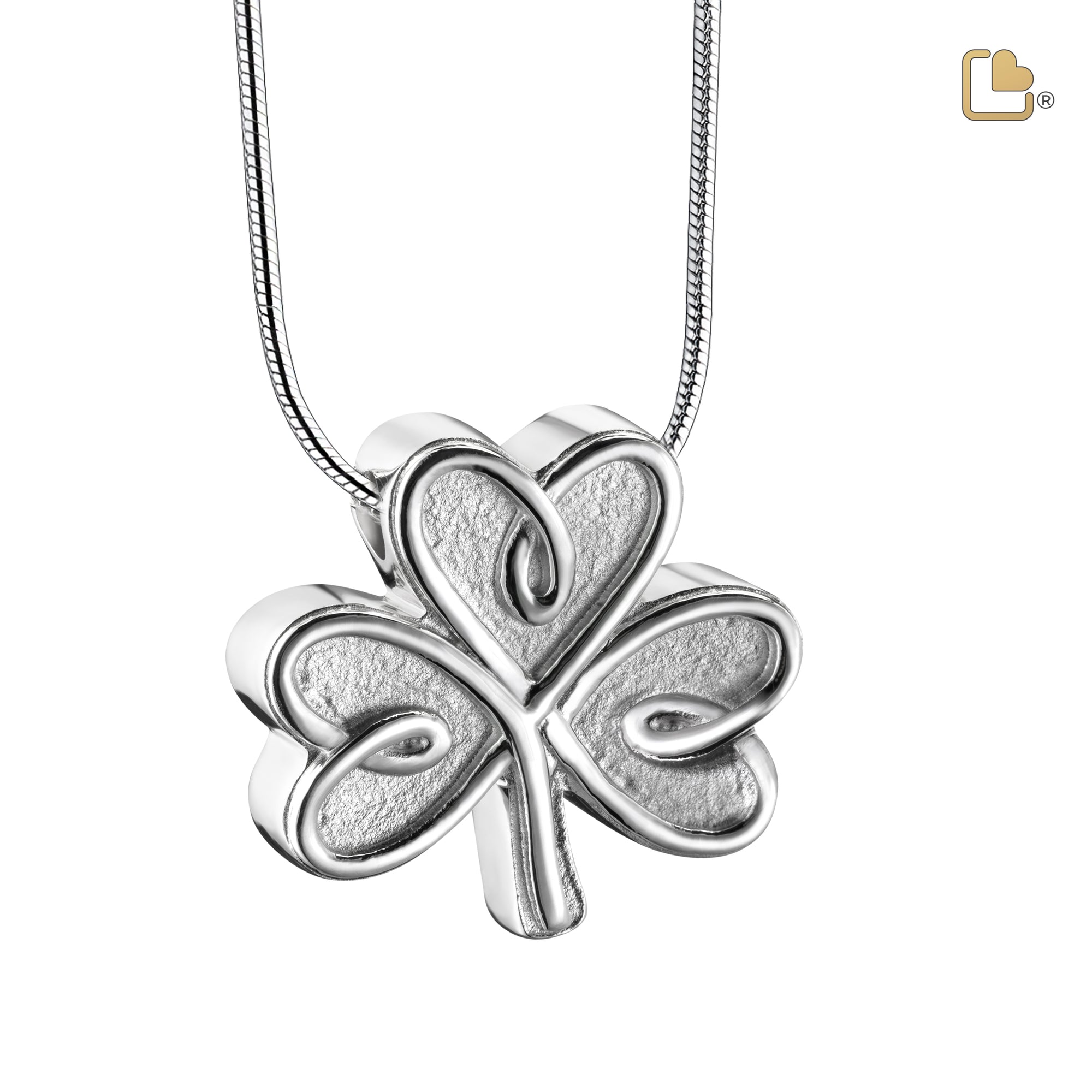 PD1491   CelticShamrock Ashes Pendant Pol & Bru Silver