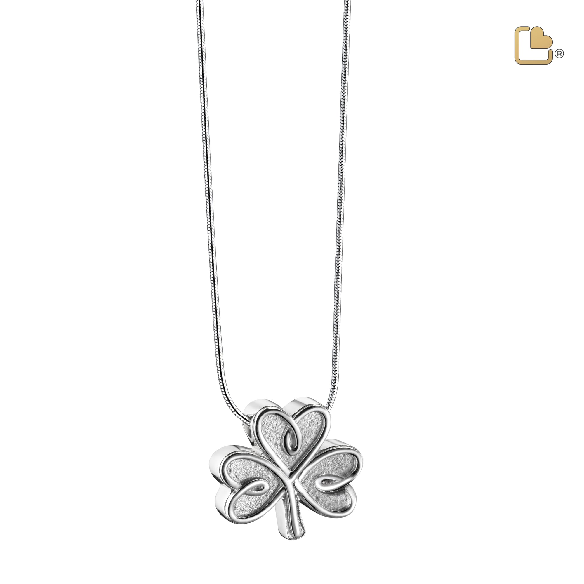 PD1491   CelticShamrock Ashes Pendant Pol & Bru Silver