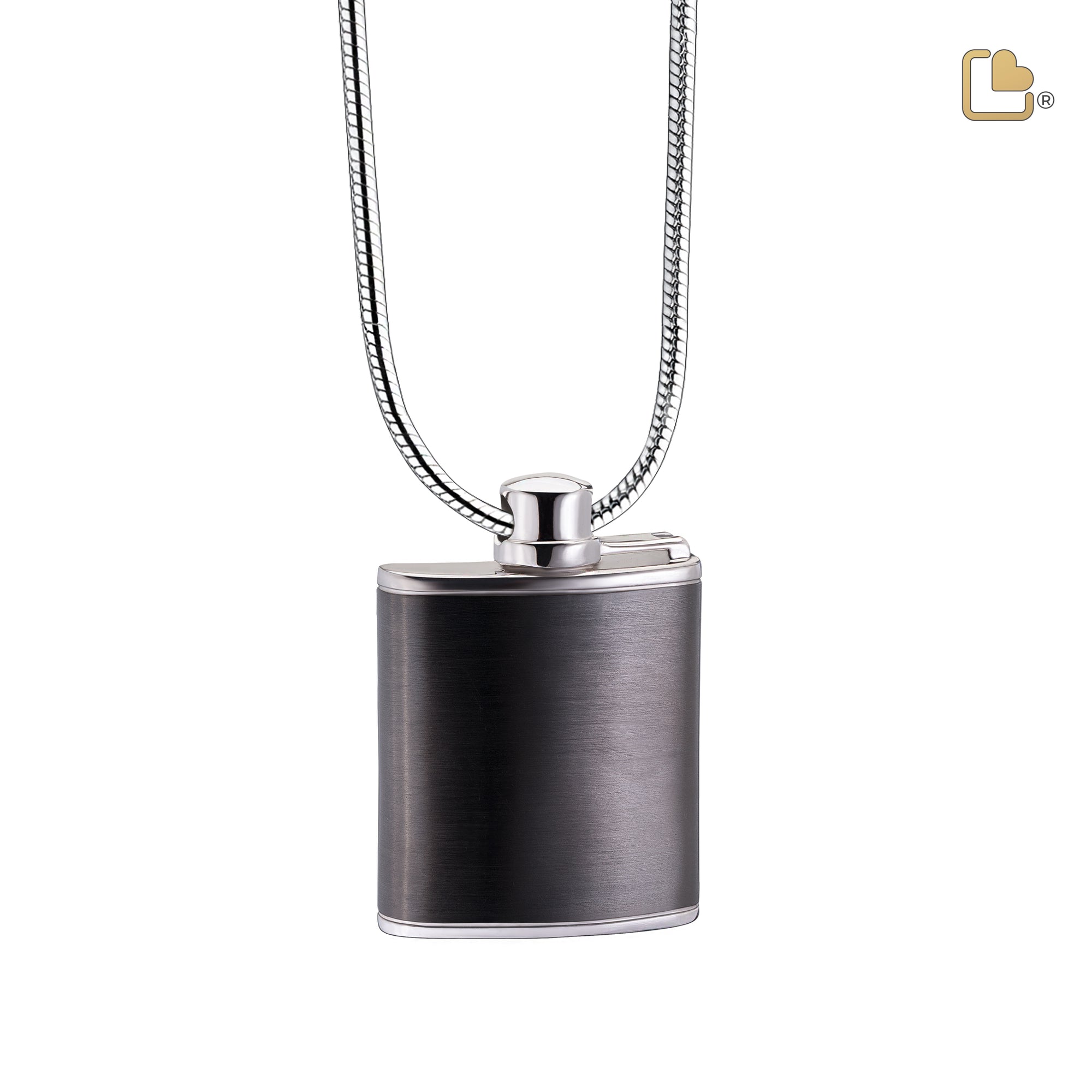 PD1513   Flask Ashes Pendant Pol & Bru Ruthenium