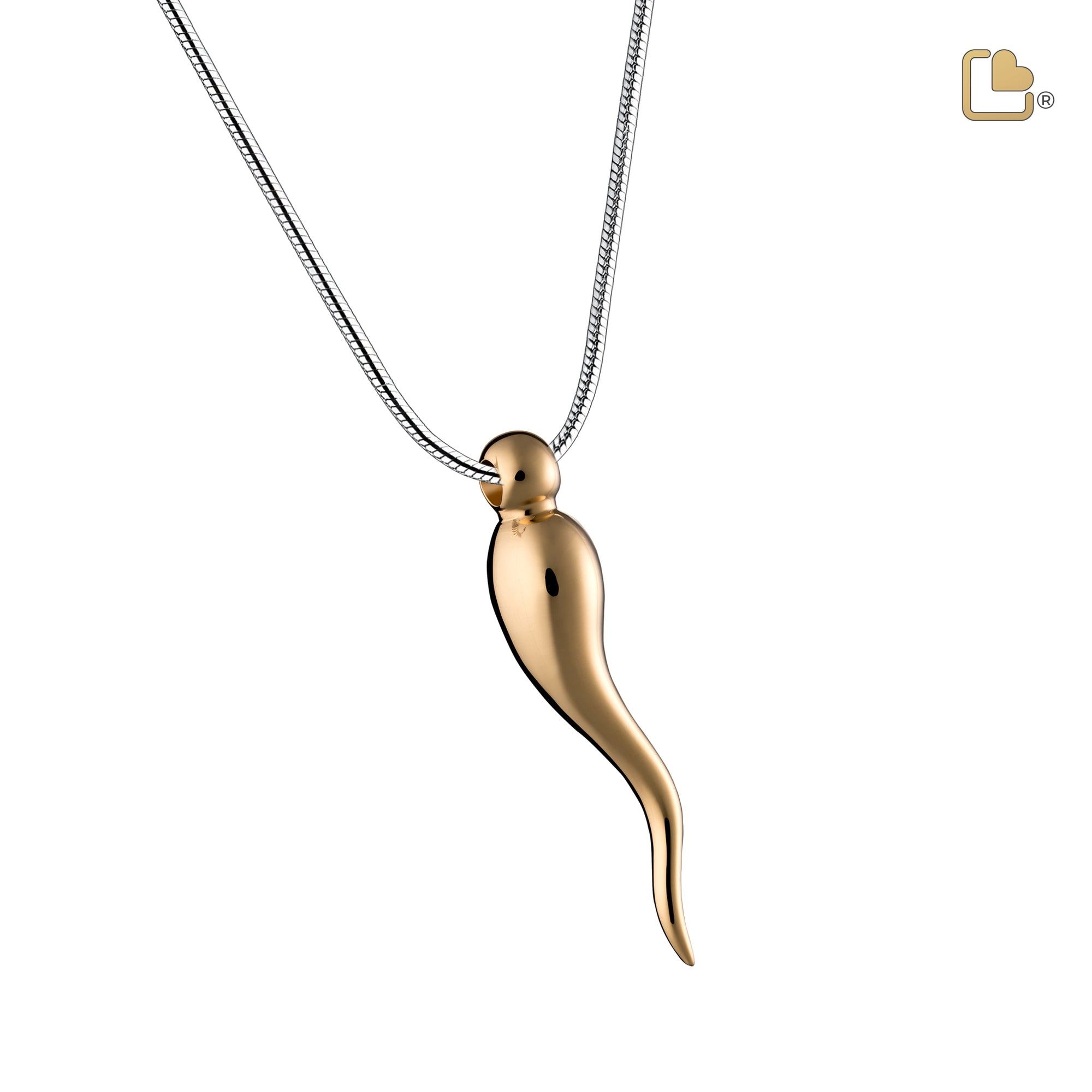 PD1521   ItalianHorn Ashes Pendant Pol Gold Vermeil