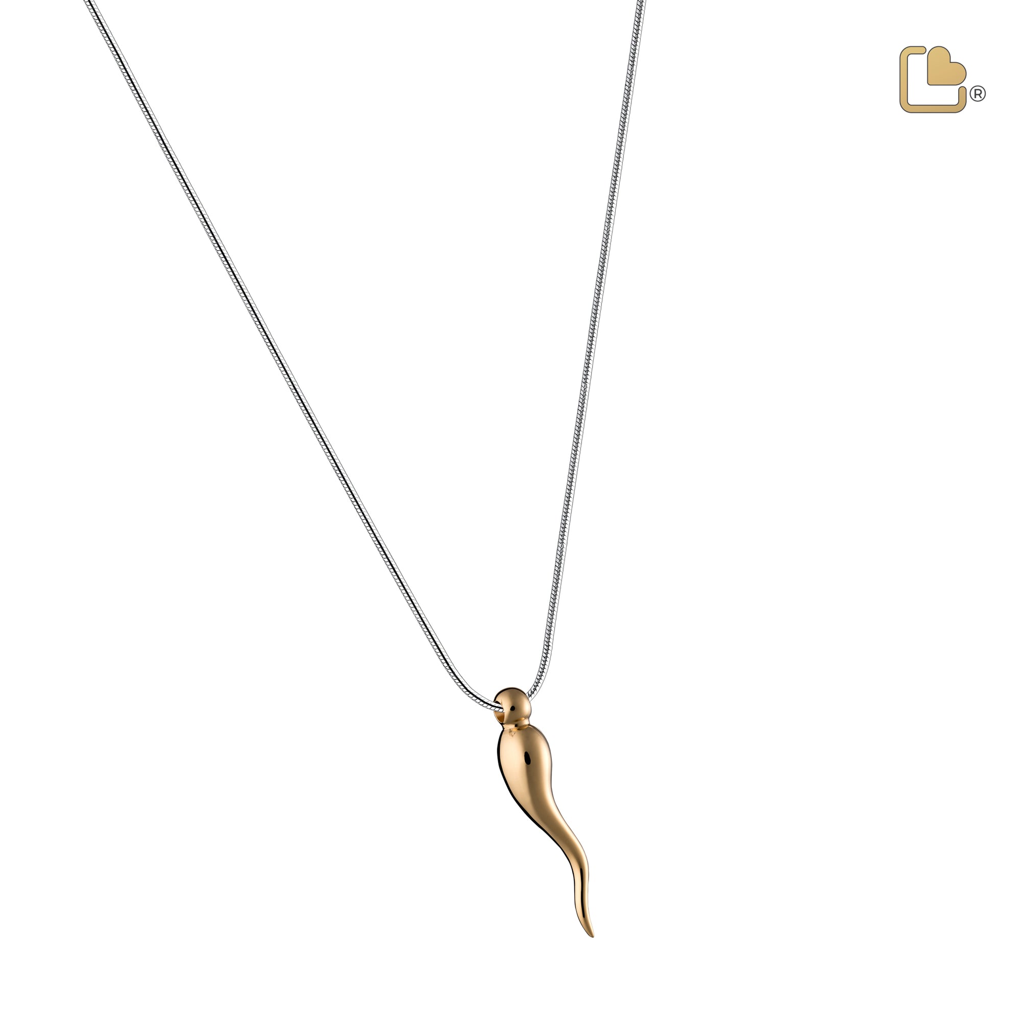 PD1521   ItalianHorn Ashes Pendant Pol Gold Vermeil