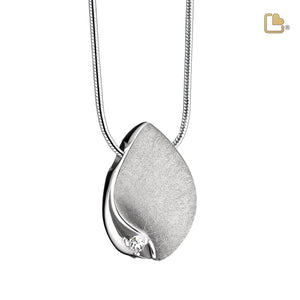 PD1531   TearDrop Ashes Pendant Pol & Bru Silver w/Zirconia