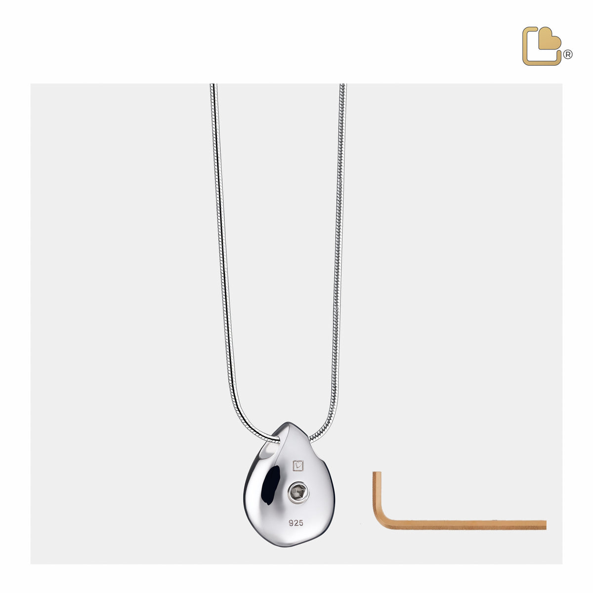 PD1531   TearDrop Ashes Pendant Pol & Bru Silver w/Zirconia