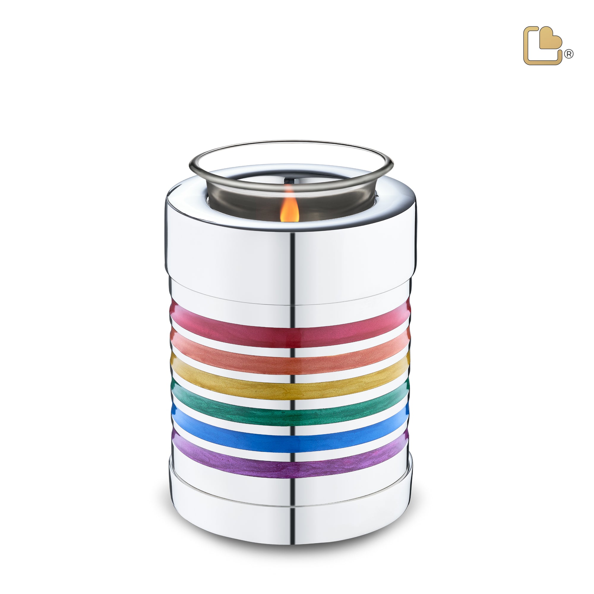 T222   Pride Rainbow Tealight Urn Pol Silver