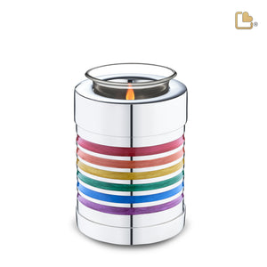 T222   Pride Rainbow Tealight Urn Pol Silver