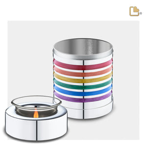 T222   Pride Rainbow Tealight Urn Pol Silver