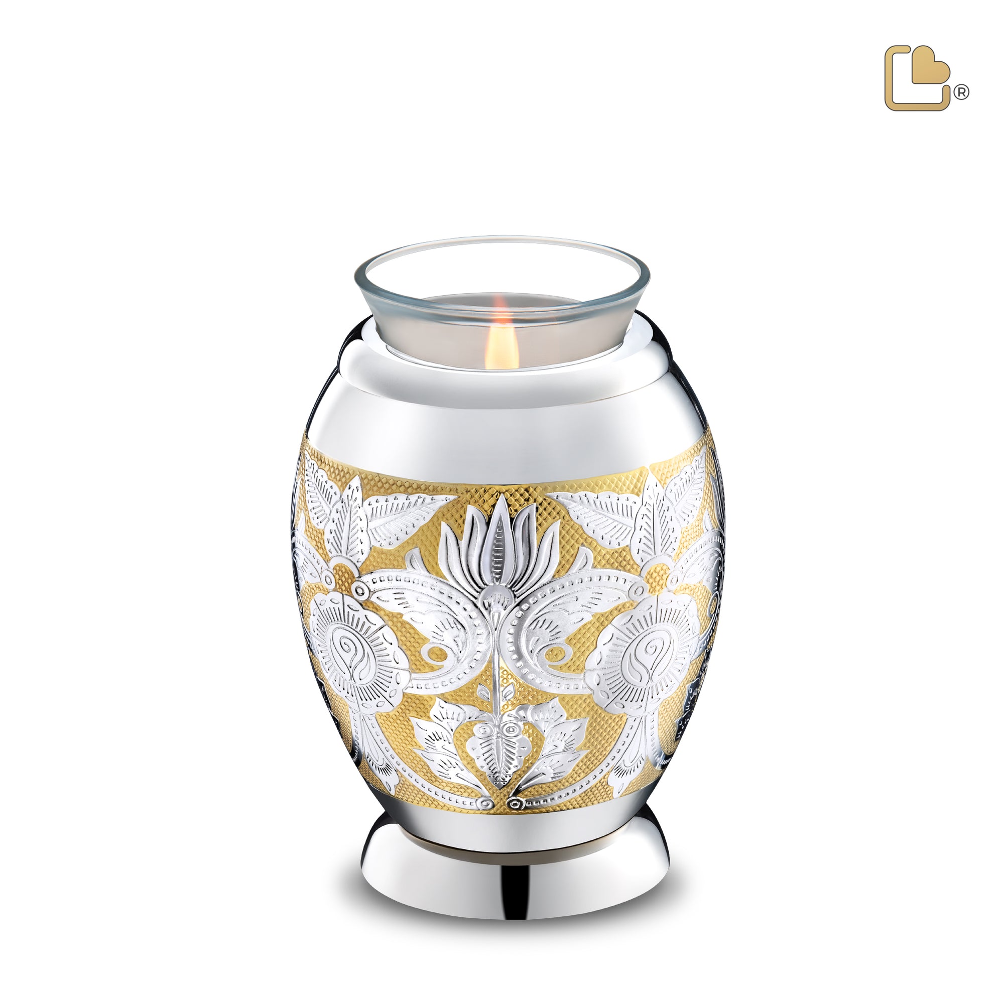 T250   Elegant Floral Tealight Urn Pol Silver