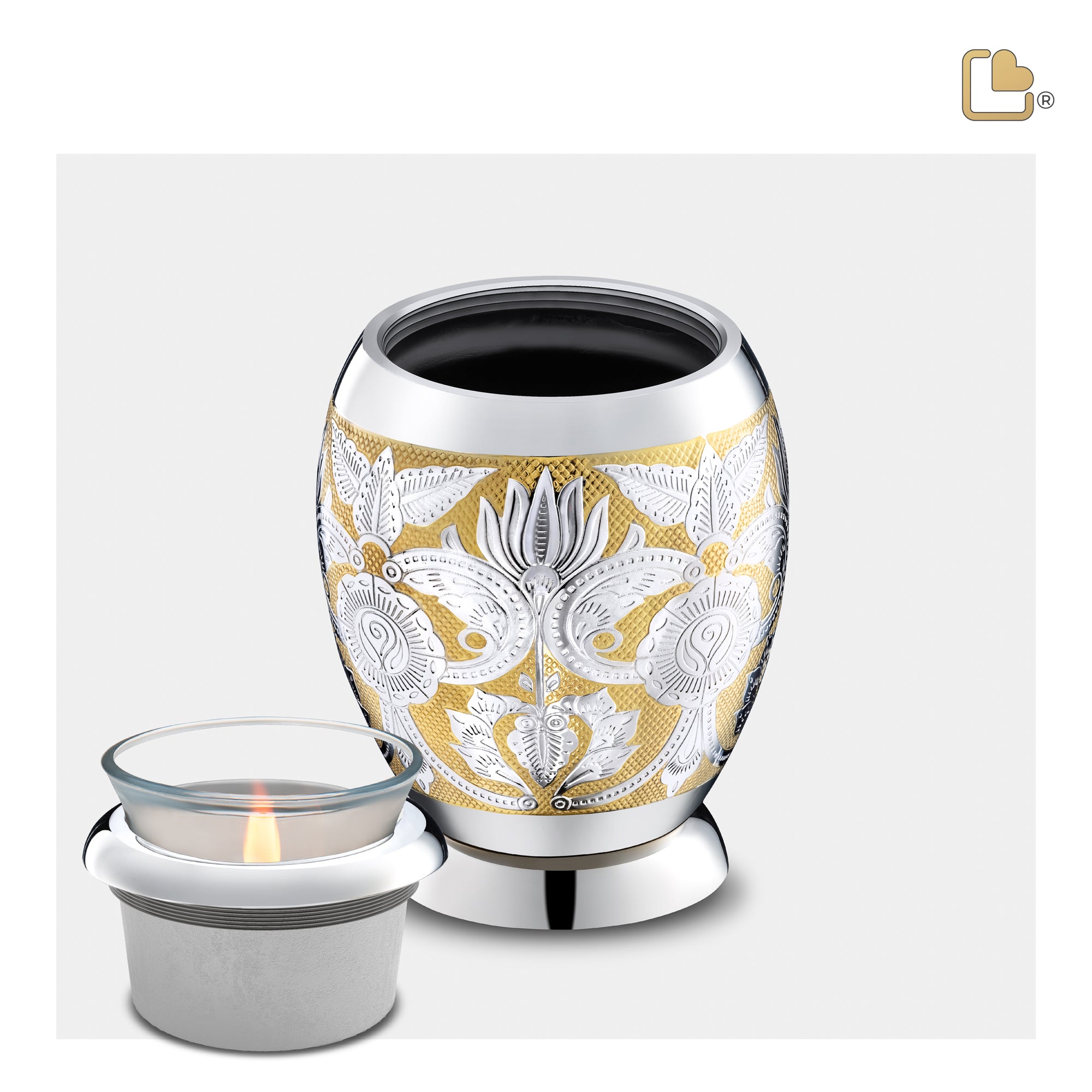 T250   Elegant Floral Tealight Urn Pol Silver