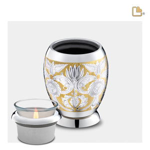 T250   Elegant Floral Tealight Urn Pol Silver