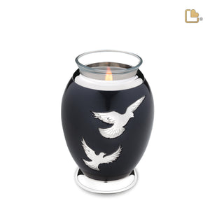 T270   Nirvana Adieu Tealight Urn Midnight & Pol Silver