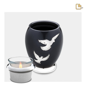 T270   Nirvana Adieu Tealight Urn Midnight & Pol Silver