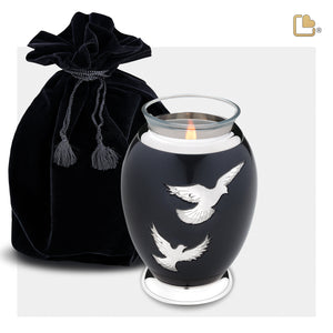 T270   Nirvana Adieu Tealight Urn Midnight & Pol Silver