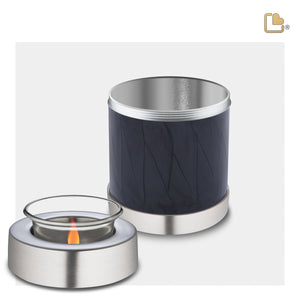 T523   Tealight Urn Pearl Midnight & Bru Pewter