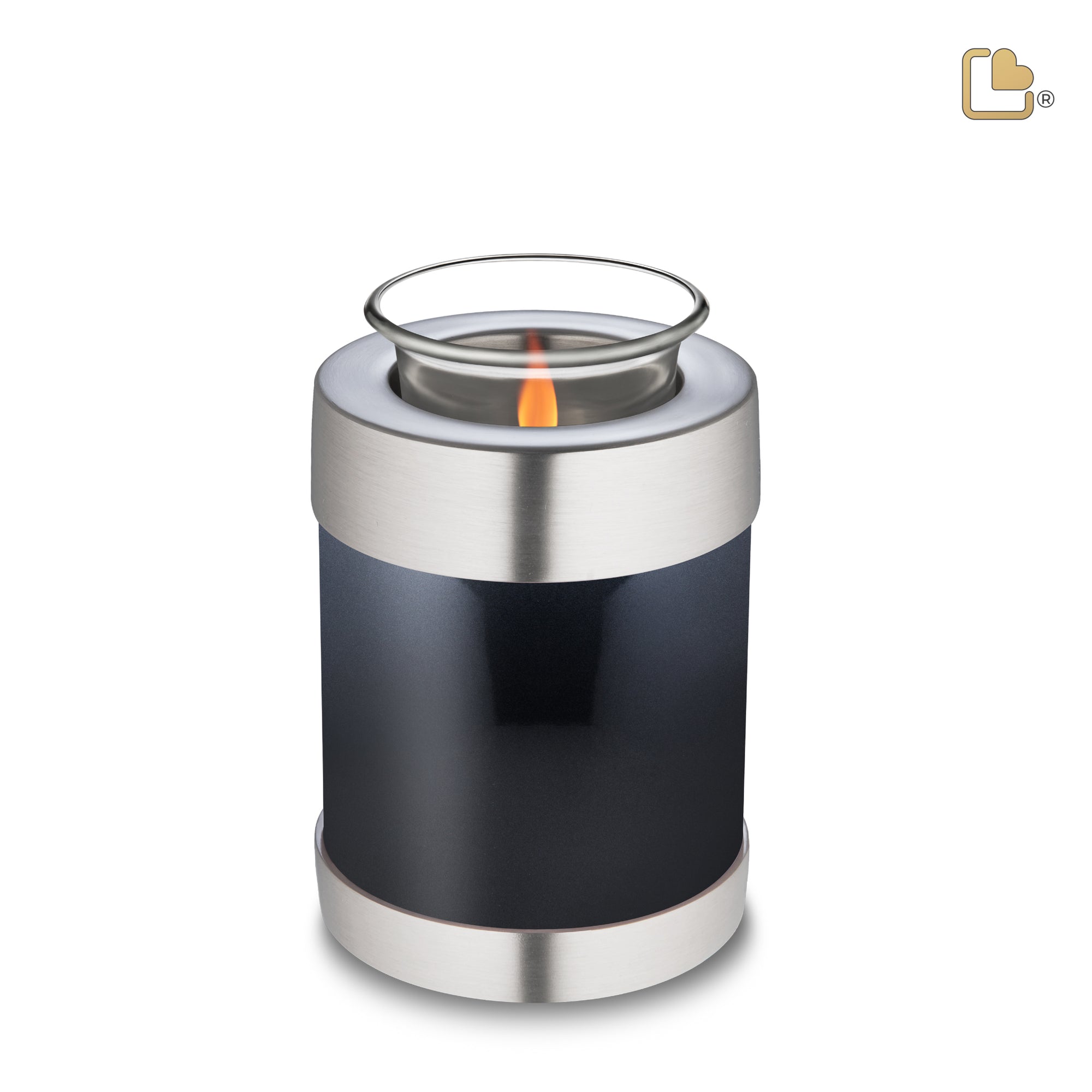 T650   Tealight Urn Midnight & Bru Pewter