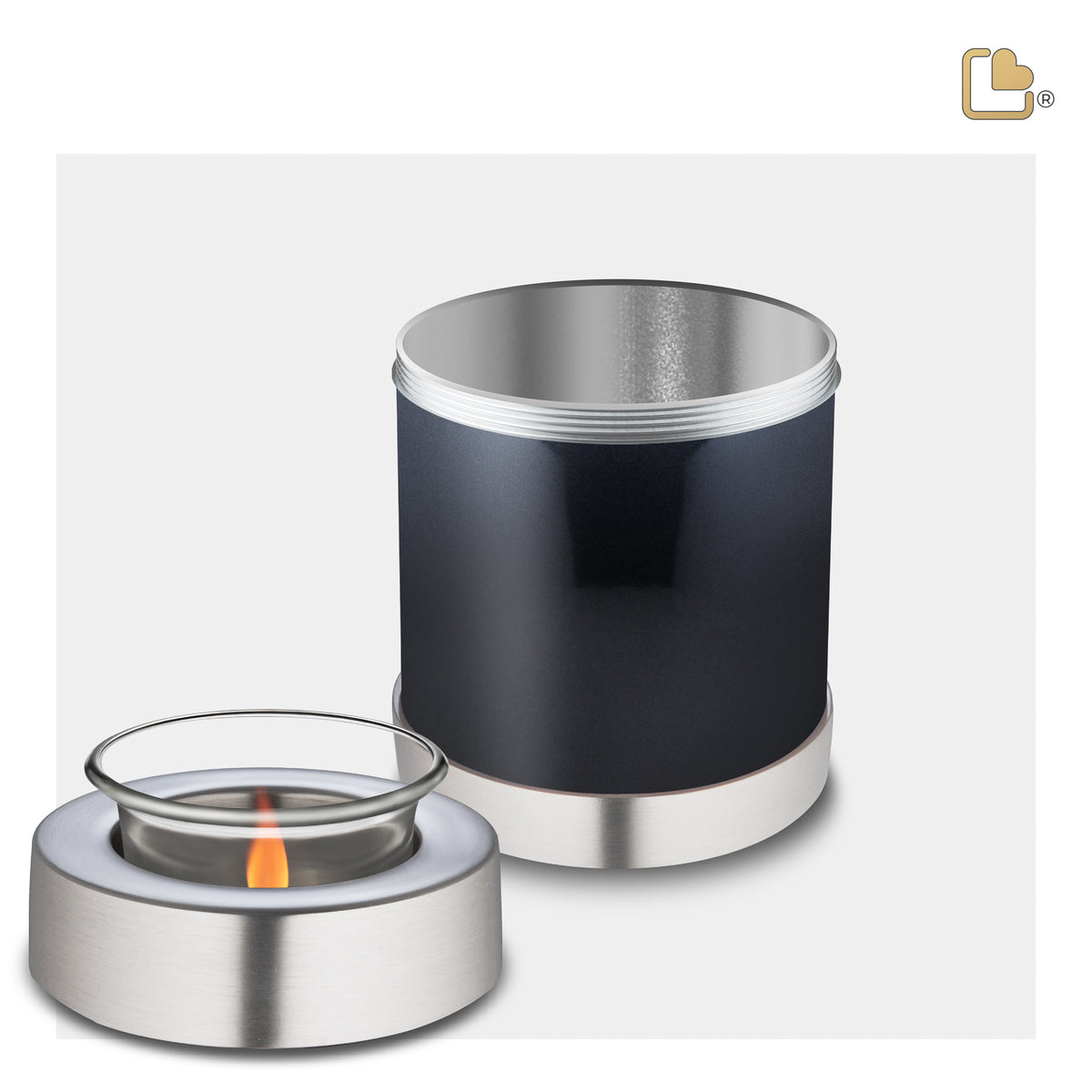 T650   Tealight Urn Midnight & Bru Pewter
