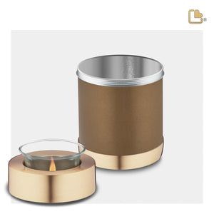 T651   Tealight Urn Bronze & Bru Gold