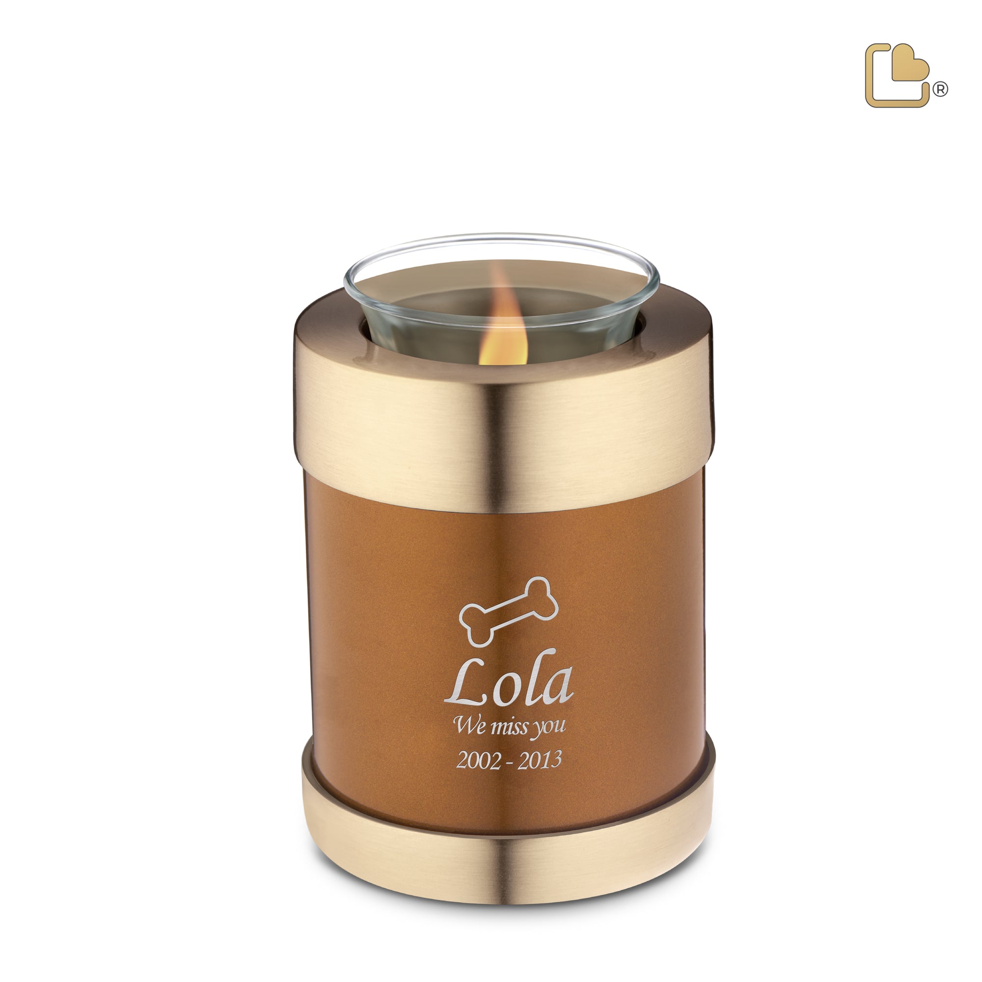 T654   Pet Tealight Urn Bronze & Bru Gold