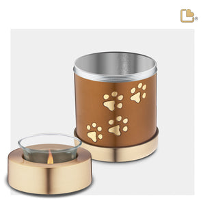 T654   Pet Tealight Urn Bronze & Bru Gold