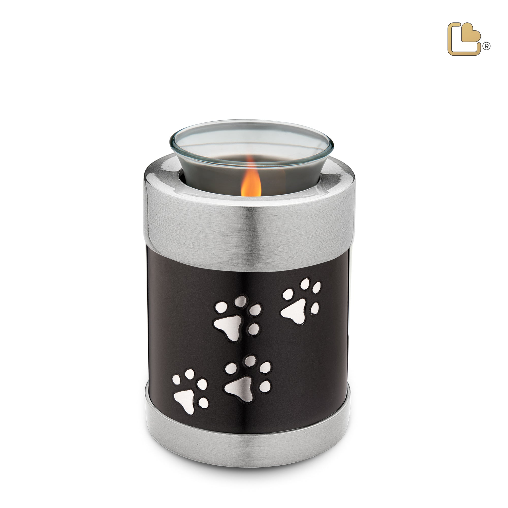 T655   Pet Tealight Urn Midnight & Bru Pewter