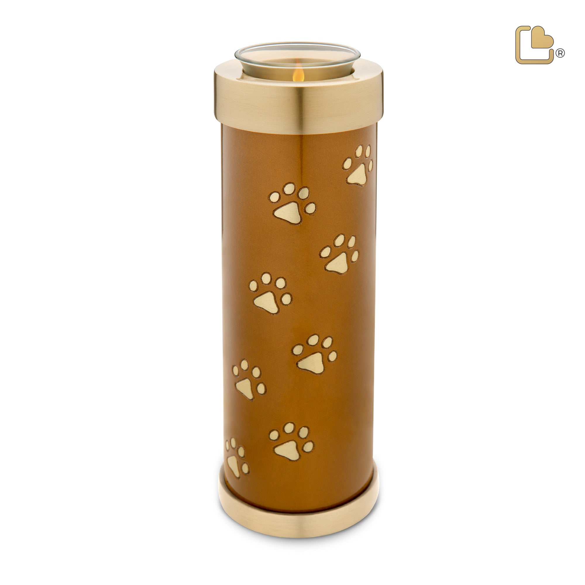 T657   Tall Pet Tealight Urn Bronze & Bru Gold