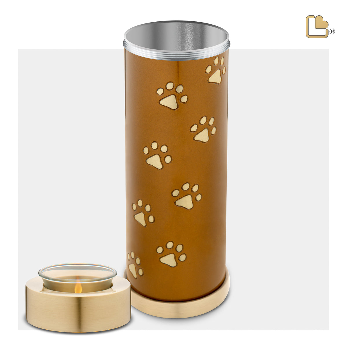 T657   Tall Pet Tealight Urn Bronze & Bru Gold