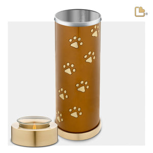 T657   Tall Pet Tealight Urn Bronze & Bru Gold